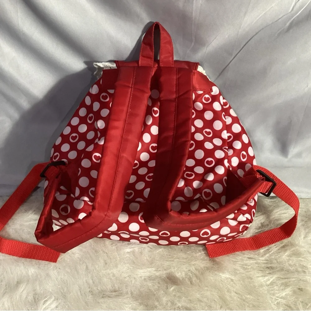 Disney Parks Minnie Mouse Red White Dots Poly Backpack Lace Elastic Cuteness